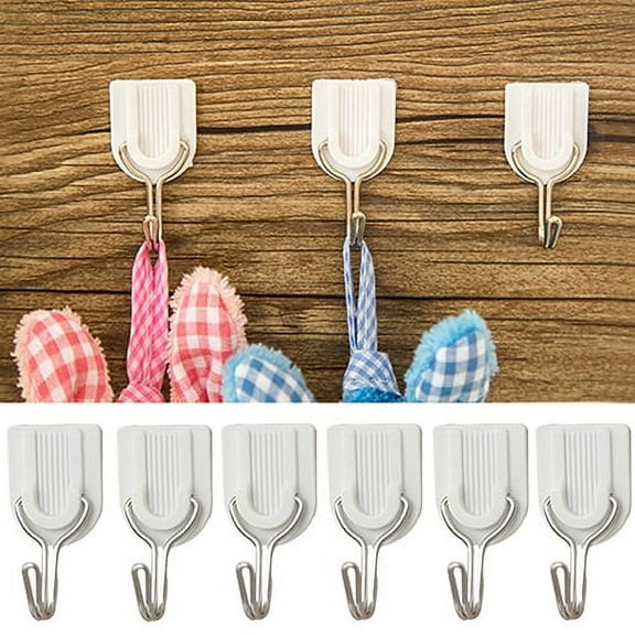 Windfall 12Pcs Adhesive Hooks Heavy Duty Stick on Hooks Wall Hangers Waterproof Stainless Steel Towel Hanger Holder Sticky Hooks for Hanging Bathroom Kitchen Home