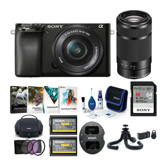 Sony Alpha a6100 APS-C Mirrorless Camera with 16-50mm and 55-210mm Lens Bundle