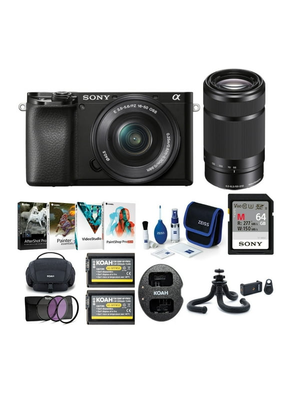 Sony Alpha a6100 APS-C Mirrorless Camera with 16-50mm and 55-210mm Lens Bundle