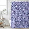 thumbnail image 6 of Purple Navy Blue Shower Curtain Set - Small 36" x 72" Washable Bathtub Curtain with 12 Hooks, Retro Botanical Abstract Art Waterproof Fabric Stall Shower Curtains for Bathroom/Bathtub Décor, 6 of 6