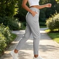 thumbnail image 4 of CQONEPT Womens Work Pants Dressy Casual Straight Leg High Waist Cargo Ankle Pants Button Slim Cropped Trousers with Pockets Chino Pant for Outdoor Daily Wear S, 4 of 6