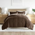 thumbnail image 3 of Noble Linens 3-Piece Taupe & Chocolate Reversible Down Alternative Comforter Set, Full/Queen, 3 of 12