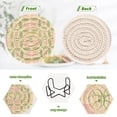 thumbnail image 4 of Yayeee 6 PCS Drink Coasters with Holder Set Woven Absorbent Round Tabletop Hot Pad, Light Green Geometric, 4 of 7