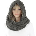 thumbnail image 2 of Soft Knitted Winter Hooded Scarf For Women Warm Infinity Neck Warmer Fall Winter Outdoor Accessories Black One Size, 2 of 3