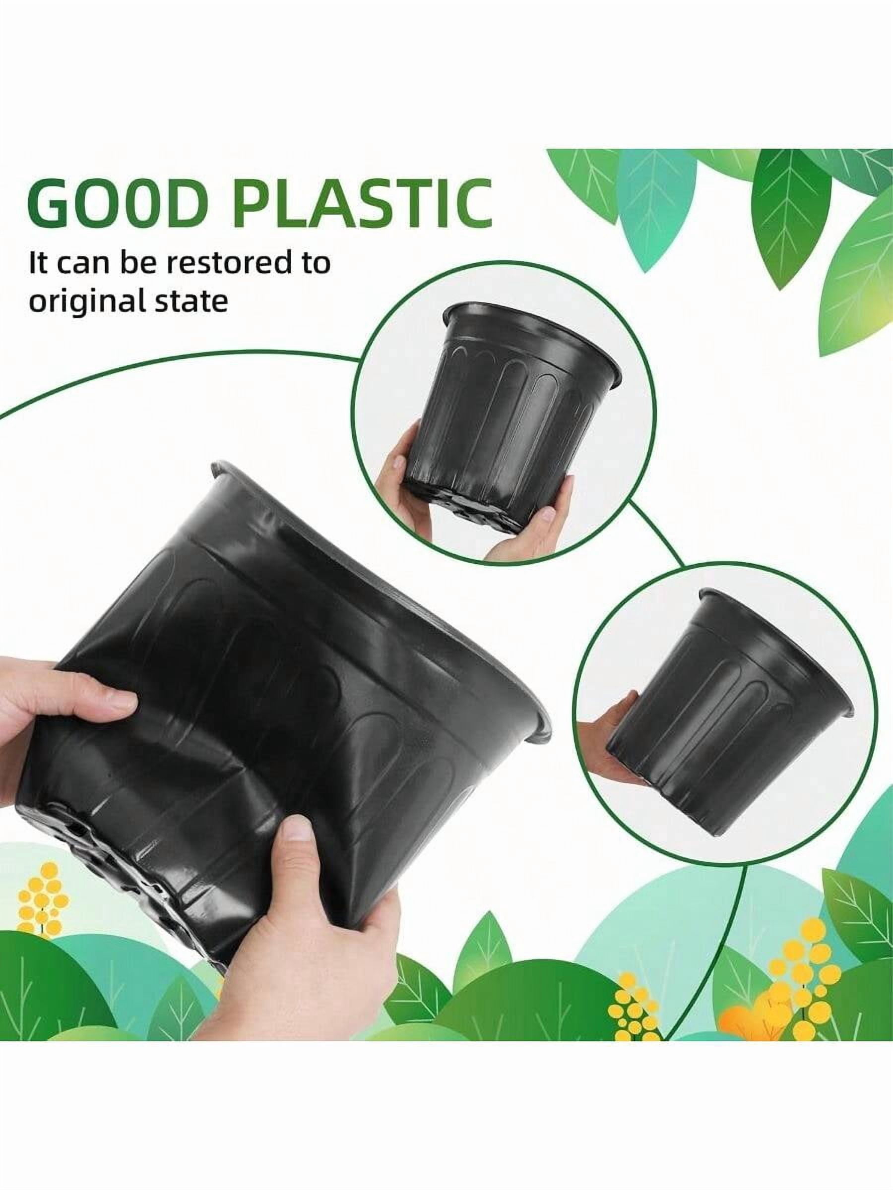50 Pcs 2 Gallon Nursery PotsThickened Soft Plastic Plant Pots With Holes Garden Flower Seedling Pot Container For Seedling Cuttings Transplanting Black