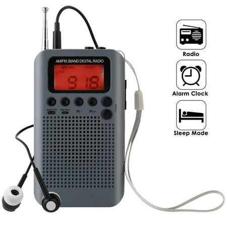 Portable AM FM Two Band Radio with Alarm Clock & Sleep Timer Digital ...