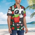 thumbnail image 6 of Panda And Strawberry Men'S 3d Print Casual Button Down Shirts, Novelty Hawaiian Short Sleeves 2xl, 6 of 8