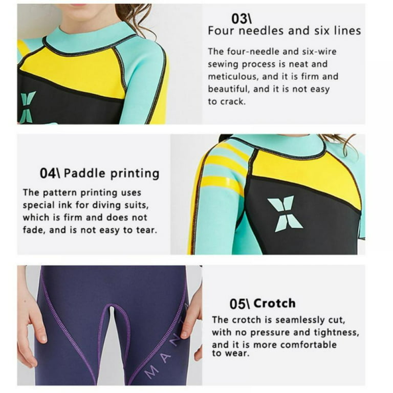 Kids Wetsuit for Boys Girls 2.5MM One Piece Full Body Neoprene Long Sleeve  Swimsuit, UV Protection Keep Warm for Scuba Diving Snorkeling Swimming