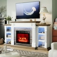 thumbnail image 6 of Relefree 71" Fireplace Mantel, TV Stand Entertainment Center for TVs up to 80" with 23" Electric Heater & LED Light, White Brwon, 6 of 7