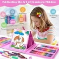 Wiher 208 Pcs Portable Drawing Art Kit, Kids Painting Supplies Set with Oil Pastels Crayons Colored Pencils Etc, Easy to Clean Safe Ingredients for Kids and Teenagers Birthday & Christmas Gift(Pink)