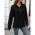 thumbnail image 4 of jinghuiyue Women Polo Shirts Long Sleeve Collared Button down Shirt V Neck Business Casual Pullover Tops S, 4 of 6