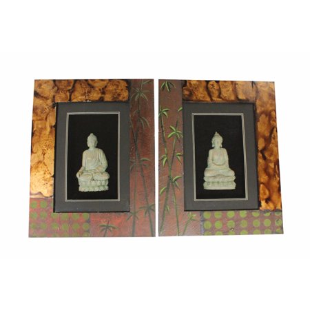 Assortment Collection Color - Wooden Buddha Wall Decor, Multicolor, Assortment Of 2