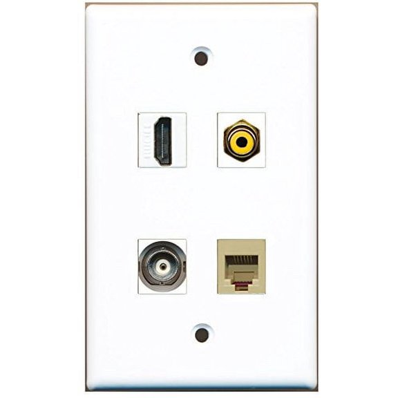 RiteAV - 1 Port HDMI 1 Port RCA Yellow 1 Port Phone RJ11 RJ12 Beige 1 Port BNC Wall Plate