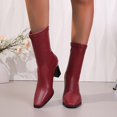 thumbnail image 2 of Mid Calf Boots Women Square Toe Chunky Heel Dress Shoes For Women Winter Warm Boots with Side Zipper Indoor Outdoor Daily Wear, 2 of 10