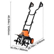 VEVOR 14in Corded Electric Tiller, Garden Rototiller, 10A Heavy-Duty Tilling Machine, Cultivator with Steel Tines and Foldable Handle, for Lawn, Yard, and Gardening Care