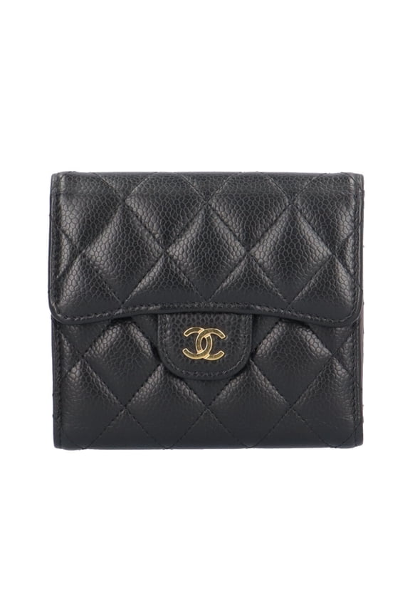Pre-Owned Chanel Classic Small Flap Wallet Matelasse Tri-fold in Caviar Skin, AP0231,...