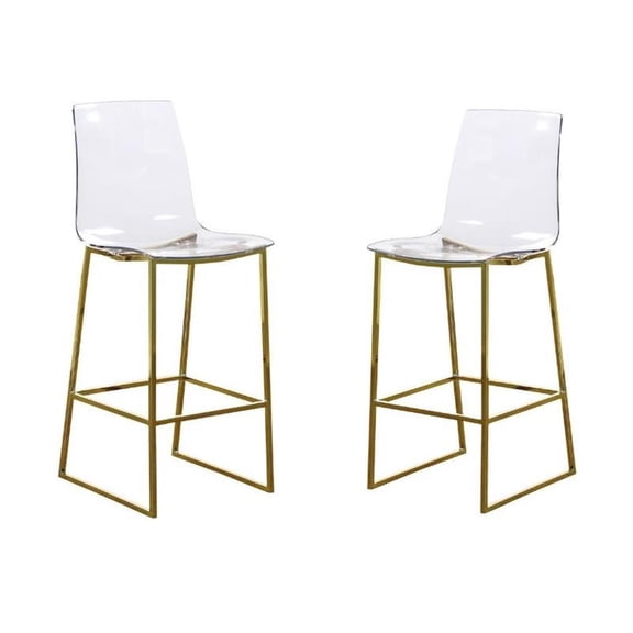 Home Square 2 Piece Acrylic Seat Counter Stool Set in Polished Brown