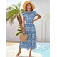 thumbnail image 4 of Vestido de verano GRACE KARIN, casual, sin mangas, playa, blanco y azul, 4 of 5