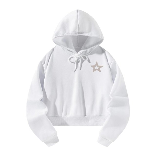 Suéter casual con cordón, sudadera con capucha con patrón de pentágono, sudadera con capucha para mujer, tops femeninos para la calle comercial de oto M