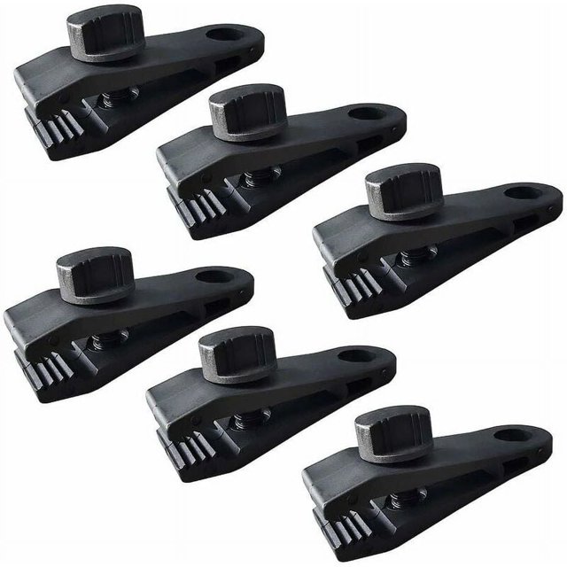Juego de 6 estacas para tienda de campaña, clips de fijación para lona de camping, lonas, caravanas, lonas de jardín, color negro