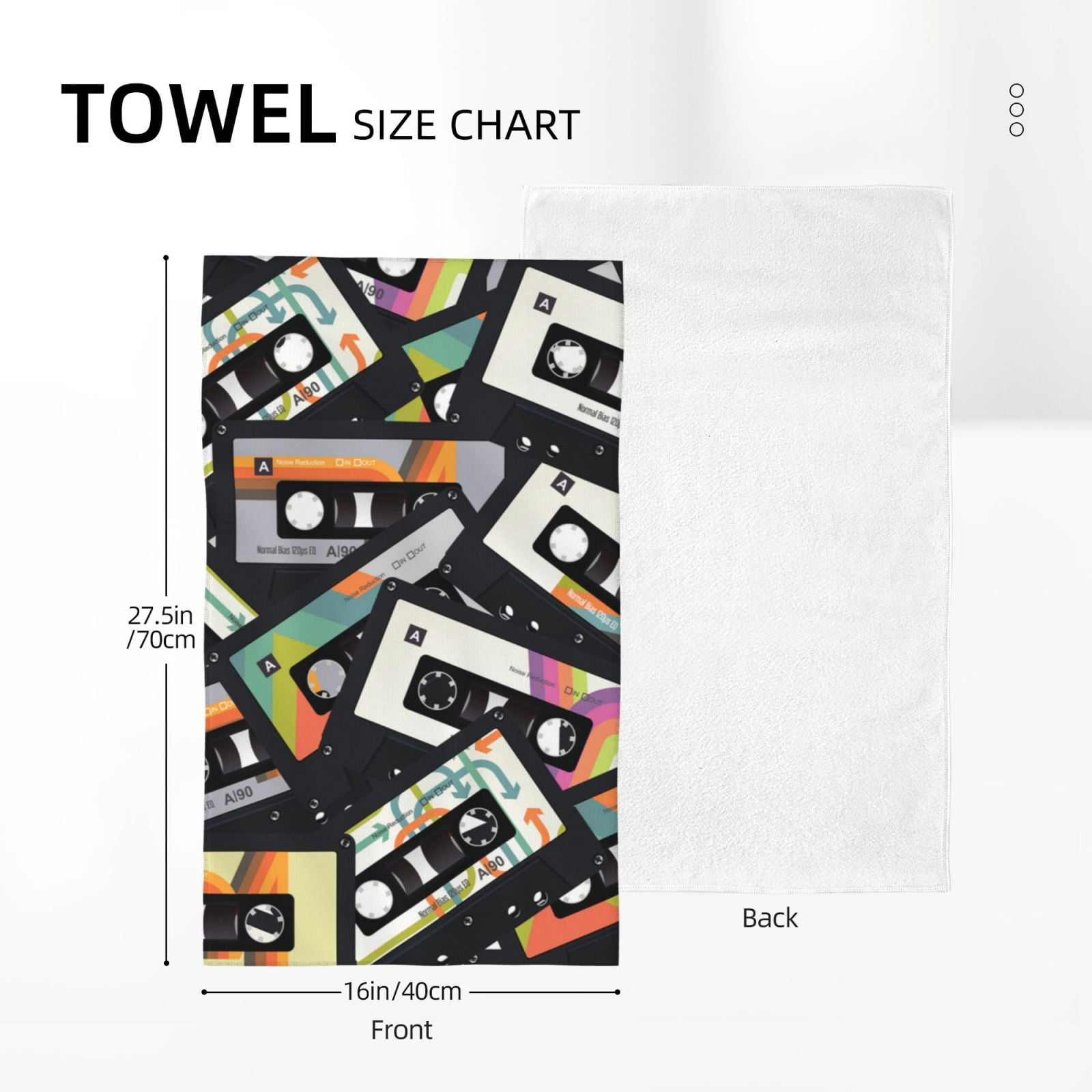 Retro Vintage Cassette Tape 27.5" x 16" Ultra Soft Hand Towel, Face Wash Cloth for Bathroom, Gym, Travel, Pool