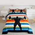 thumbnail image 2 of Homewish Weightlifting Sport Lovers Bedding Comforter Set,Colorful Striped Line Twin Comforter Sets,Barbell Fitness Theme Bedding Set For Boys Kids,Luxury Bedroom Decor Reversible,2pcs, 2 of 8