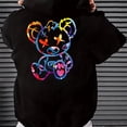 thumbnail image 1 of Sudadera con capucha con estampado de muñeca de oso de dibujos animados, sudaderas con capucha geniales para hombres, sudadera con capucha de diseño gráfico informal para hombres con bolsillo de cangu, 1 of 4