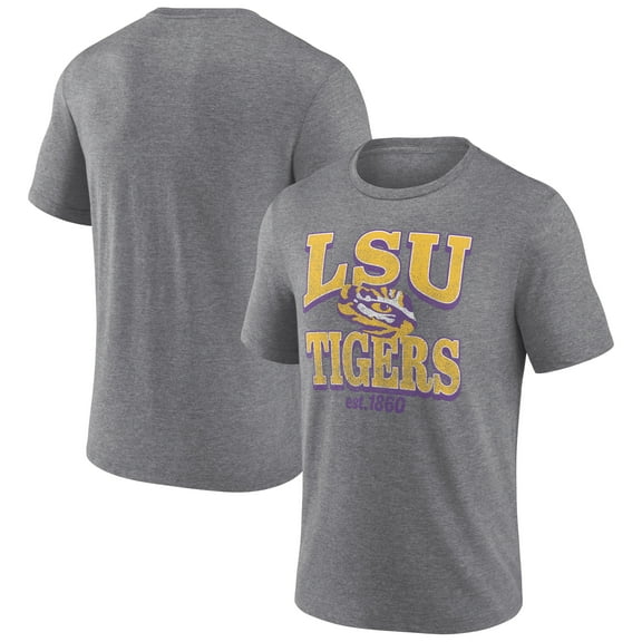 Men's Heather Gray LSU Tigers LSU Tigers Vintage Stack Tri-Blend T-Shirt