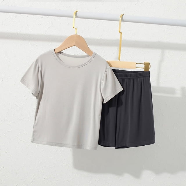 Pijamas de modal para padres e hijos, ropa de casa, pijamas de verano finos de manga corta, estilo coreano, traje para niños y niñas, transpirable
