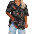 thumbnail image 1 of Camisetas de Verano de las Mujeres con Cuello en V de Manga Corta Impresa, Camiseta Deportiva para Uso Casual Y Diario, 1 of 4