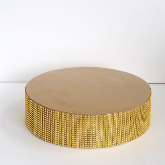 BalsaCircle 12" Gold Round Metal Pedestal Cake Stand with Rhinestones Party Display Dessert Riser Pedestal