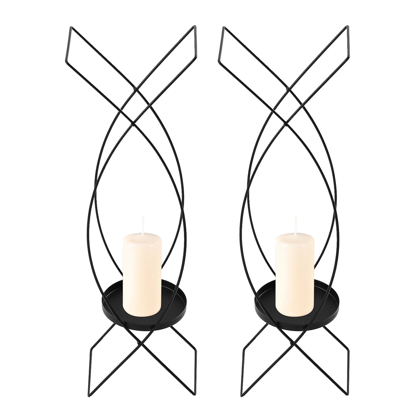 OUKANING 18" 2Pcs Candle Holder Metal Candle Sconces Wall Mount Pillar Candles Holders
