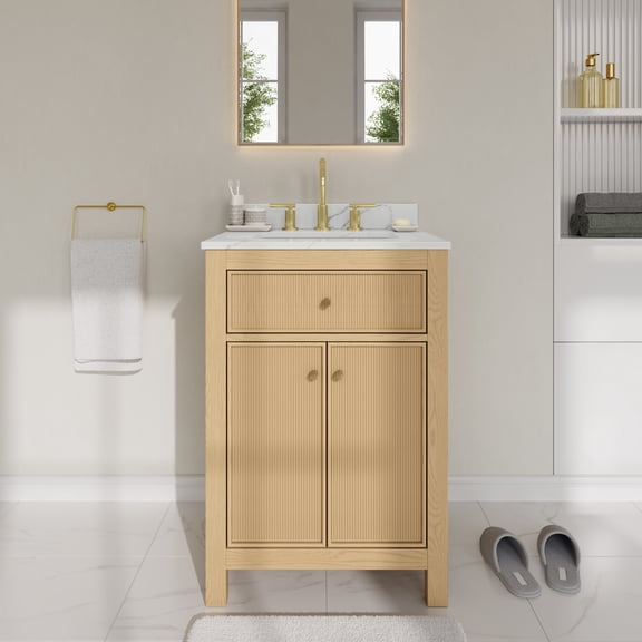 Wyndham Collection WCF929224STGGTUS3MXX Pendry 24" Free Standing Single Basin Vanity Set -
