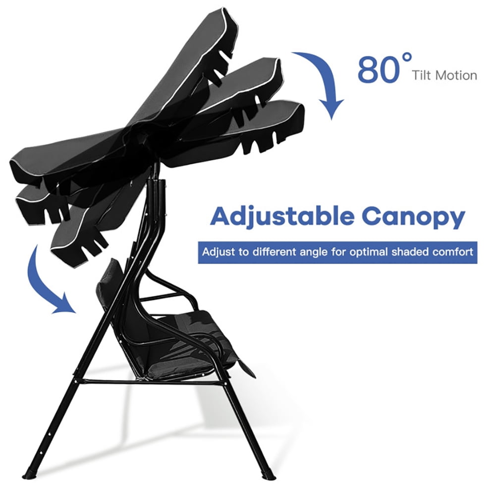 Aimee Lii 3 Seats Patio Canopy Swing, Swing Chair Outdoor, Black Aimee Lii 3 Seats Patio Canopy Swing, Swing Chair Outdoor, Black