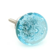 SHABBY RESTORE Aqua Blue Bubbles Glass Knob, Brushed Nickel Base