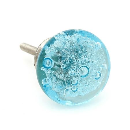 Colored Glass Knobs - Aqua Blue Bubbles Glass Knob