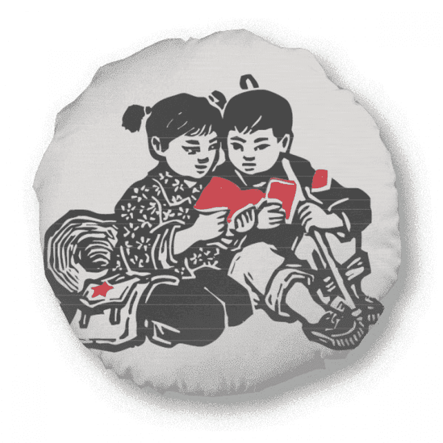 Boy Girl Hat Backpack Book Patriotism Round Throw Pillow Home Decoration Cushion