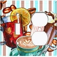 thumbnail image 2 of Metal Light Switch Wall Plate Outlet Cover (Coffee Beans Mocha Tea Marshmallow Treat Stripe Teal Brown - Single Toggle Single Duplex), 2 of 2