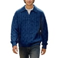 thumbnail image 2 of Polo Sweater Men Long Sleeve Vintage Casual V Neck Lapel Collar Cable Knit Pullover Sweaters Fall Winter Clothes, 2 of 5
