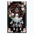 thumbnail image 1 of Metal Light Switch Plate Cover Beaded Feather Dreamcatcher Black DRM007, 1 of 13