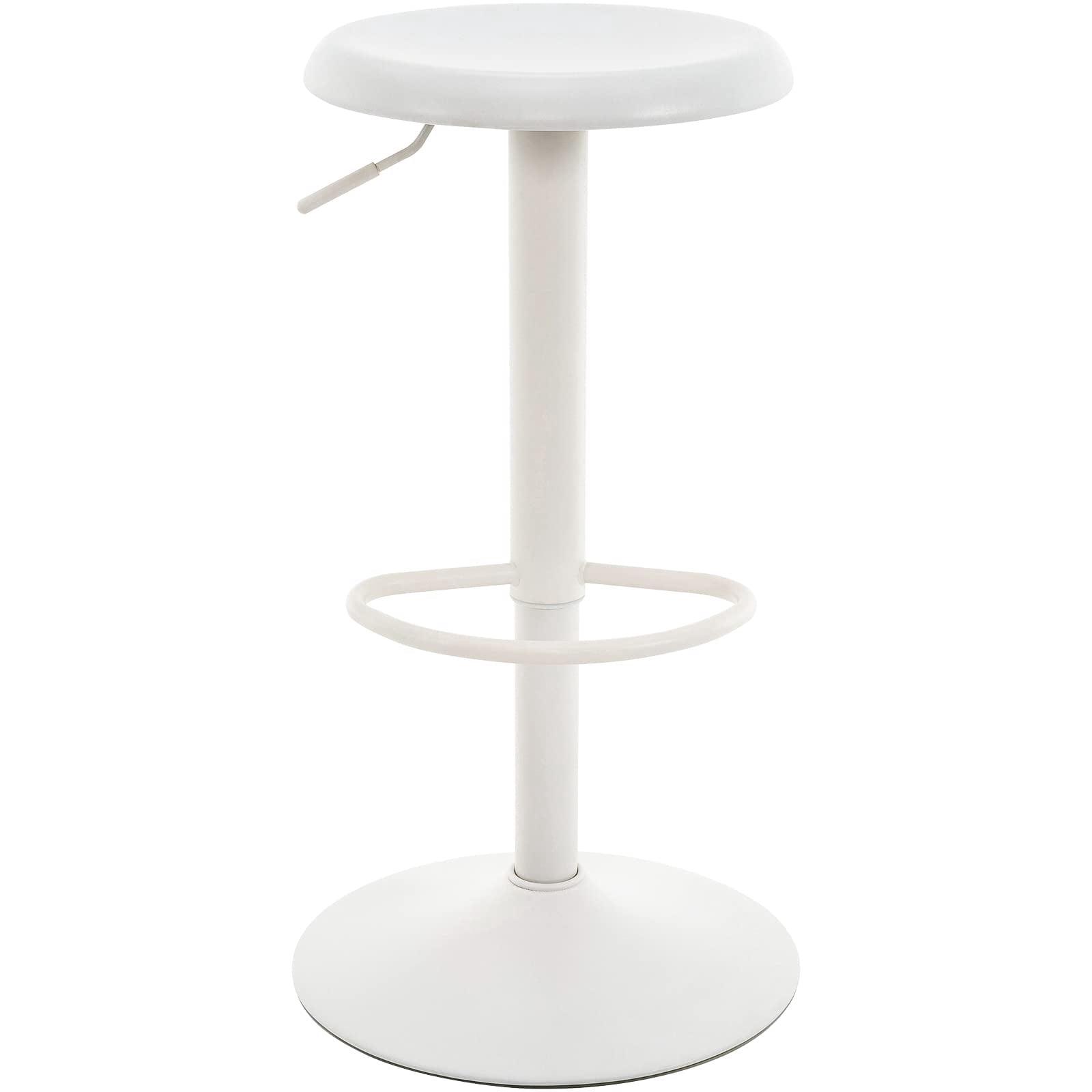 Metal Bar Stools, Counter Height Adjustable Barstools, Backless 360° Swivel Kitchen Stools for Island, Dining, Bistro, Pub (White)