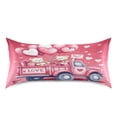 thumbnail image 3 of Dailycode Satin Pillow Case Standard Silk Pillow Cover for Hair and Skin Envelope Closure Pink Truck Teddy Bears Heart Balloons 20"x26", 3 of 9