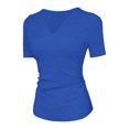 thumbnail image 5 of Comdrip V Neck Tops for Women Women's Half Sleeve V Neck T Shirts V Neck Basic T Shirts Workout Yoga Tops Casual Fitted Going Out Tops Shirts with Built in Bras for Women Blue M, 5 of 7