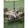 thumbnail image 3 of Outdoor Tablecloth with Umbrella Hole and Zipper, Happy Easter Rabbits Square Table Cloth 60x60 Inch Waterproof Tablecloth, Black Plaid Polka Dots Rabbits Beige Picnic Table Cover for Patio Camping, 3 of 7