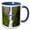 Blue/White, variant on 3drose, Usa, Oregon, Columbia Gorge, Multnomah Falls Cascades from High Above., 11oz Two-tone Black Mug