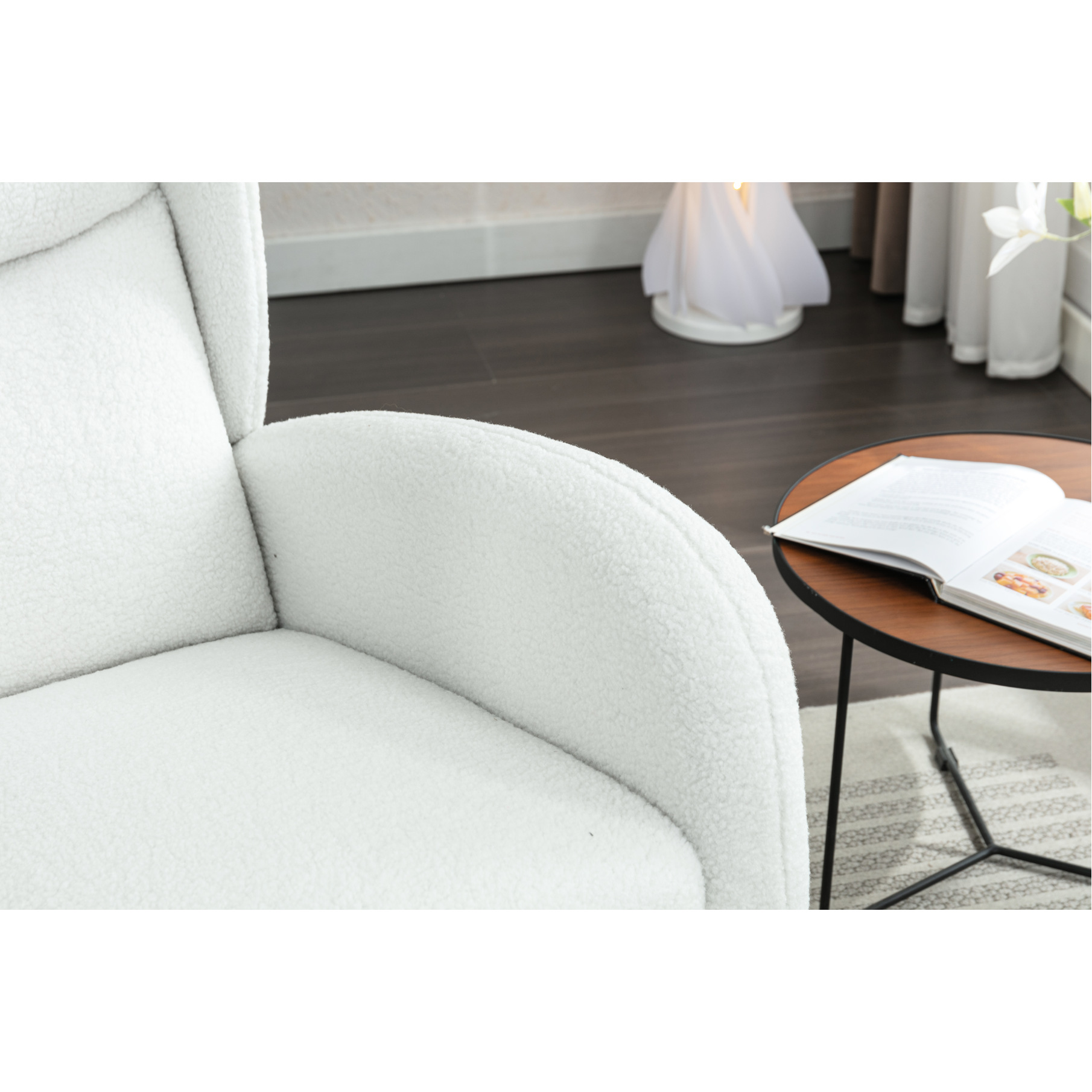 Rocking Chair With Luxury Fabric And Hardwood Frame Foam Filled Solid Pattern