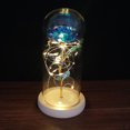 thumbnail image 4 of Flor de hoja de oro Cubierta de vidrio rosa con luz LED Flor eterna Día de San Valentín Adorno de Navidad (Azul) JAMW Sencillez, 4 of 5