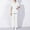 White, variant on Kilaqueen Plus Size Scrubs for Women Short Sleeve Uniform Scrubs Set Regular Top and Pants Moisture Wicking Medical Scrubs Set Standard Workwear