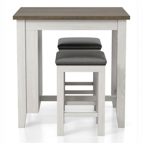 Furniture of America Albana Wood 3-Piece Counter Height Dining Set in White