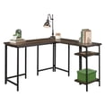 thumbnail image 2 of Pemberly Row Mid-Century Wood and Metal L-Shape Desk in Smoked Oak, 2 of 10